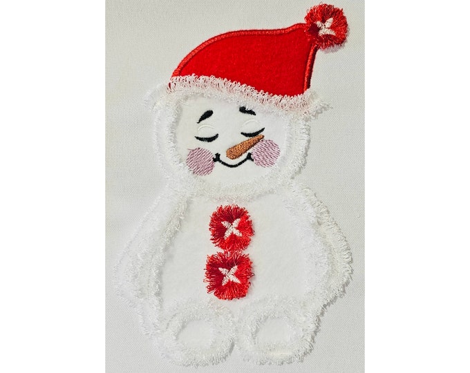 Cute Little Snowman Baby with Santa hat Applique machine embroidery designs Fringe fringed fluffy chenille Christmas fur design for kids