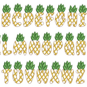 Tutti Frutti Piña fruta FONT diseños de bordado de máquinas en tamaños variados letras divertidas del alfabeto A-Z niños nombre monograma, BX incluido