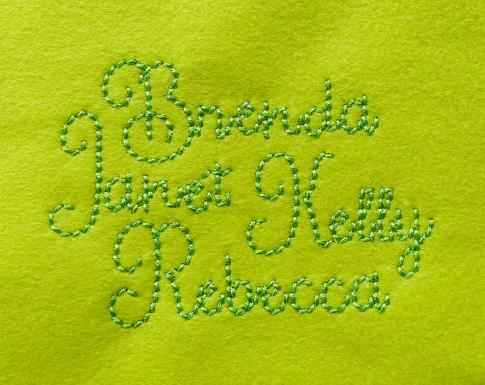 Hand stitch effect FONT back stitch alphabet letters and numbers machine embroidery designs in multiple mini sizes script font kids name, BX