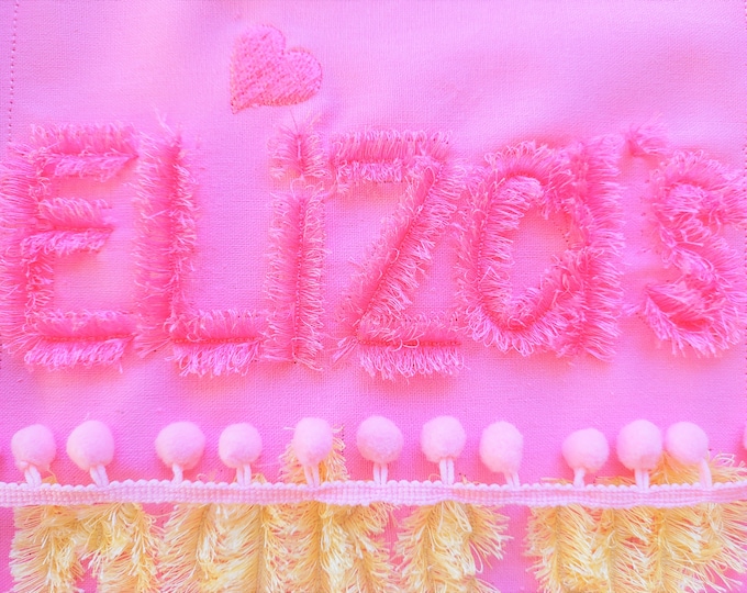 Cute fluffy fringed FONT machine embroidery designs in assorted sizes, girly pretty fluffy letters personalize your gift, BX font included