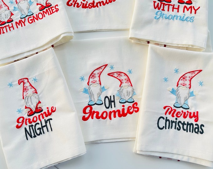 GET 6 Merry Christmas kitchen Gnomies embroidery Gnome Kitchen towel cute quotes dish towel apron pillow machine embroidery designs