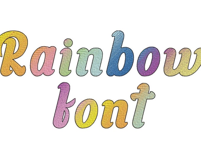 Rainbow Iridescent 2 color gradient FONT monogram alphabet machine embroidery designs ombre script kids font BX included, NO special thread!