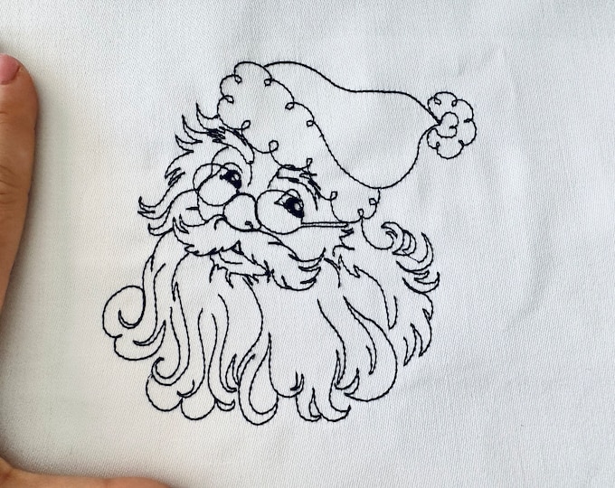 Quick light stitch Santa Claus outline machine embroidery design Christmas Santa head silhouette line art sketch design for hoop 4x4 5x5 6x6