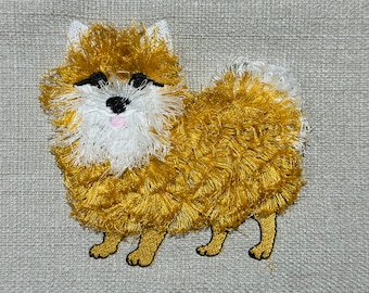 Pomeranian fringe Dog Fluffy chenille Puppy machine embroidery designs dog breed fringed fur in the hoop Pomeranian pet animal embroidery