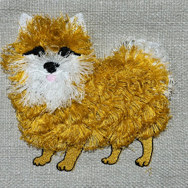 Pomeranian fringe Dog Fluffy chenille Puppy machine embroidery designs dog breed fringed fur in the hoop Pomeranian pet animal embroidery