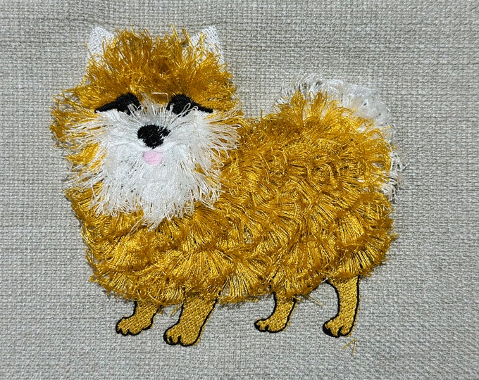 Pomeranian fringe dog Fluffy chenille Puppy machine embroidery designs dog breed fringed fur Pomeranian Dog puppy embroidery pet animal