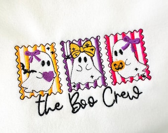 The Boo Crew Cute Little Ghost Trio Halloween Ghost machine embroidery designs sizes 4 up to 7 inch kids girls baby scary spooky design