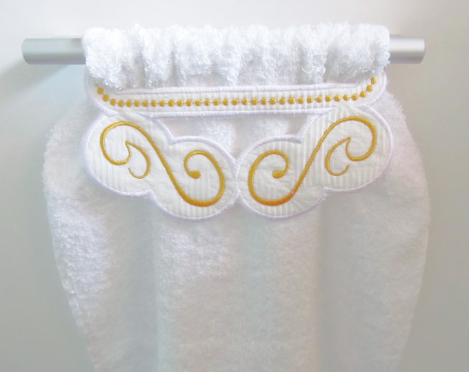 Old fashioned towel topper, machine embroidery ITH project design 5x7  In the hoop embroidery INSTANT DOWNLOAD