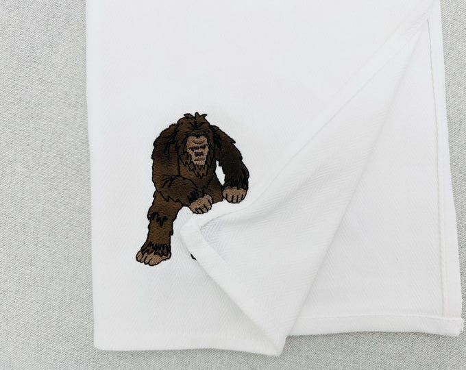 Playing Bigfoot Yeti Sasquatch kitchen dish towel animal Thief kids boys machine embroidery designs ITH project simply in the hoop