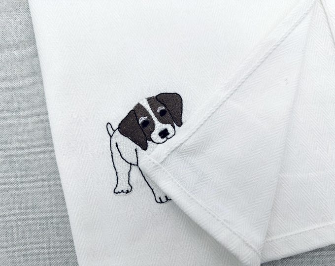 Playing German Shorthaired Pointer Puppy Dog Mama kitchen dish towel pet animal machine embroidery designs ITH in the hoop Brittany Spaniel