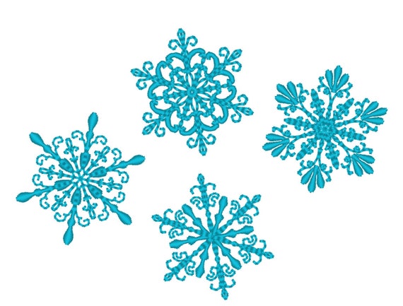 Swirl Mini Snowflakes SET of 4, Winter Snowflake 4 Types, Swirl and Curl  Frozen Christmas Snow Machine Embroidery Designs Assorted Sizes 