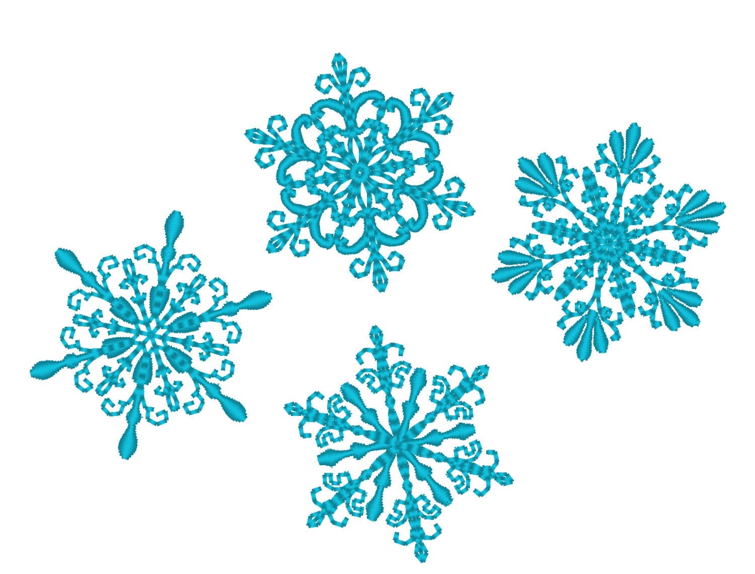 Swirl Mini Snowflakes SET of 4, Winter Snowflake 4 Types, Swirl