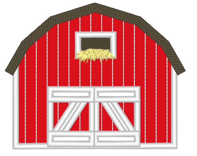 Barn applique, birthday  barn embroidery - cute farm theme machine embroidery applique designs 4x4 5x7 Barn applique for birthday shirts