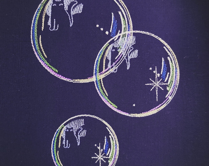 Peaking Hidden cat bubble light  design of 3 cats bubbles, machine embroidery designs in sizes 4x4, 5x7 and 6x10 - Halloween Black cats
