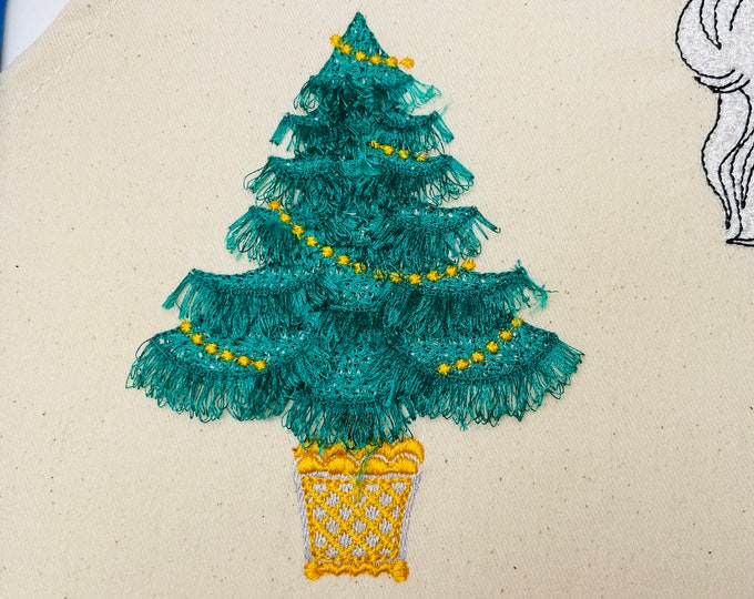 Topiary Christmas tree ITH in the hoop cute fluffy fringed spruce machine embroidery designs assorted sizes and formats merry Xmas
