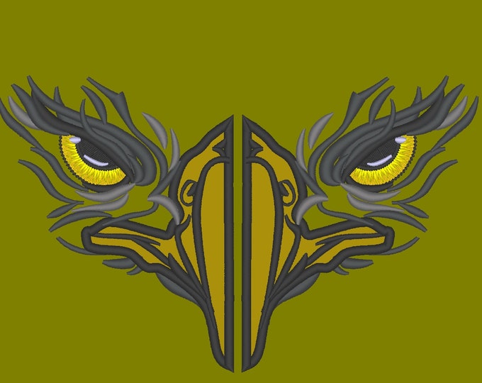 Eagle face applique split for hoodie front embroidery - Machine embroidery applique designs