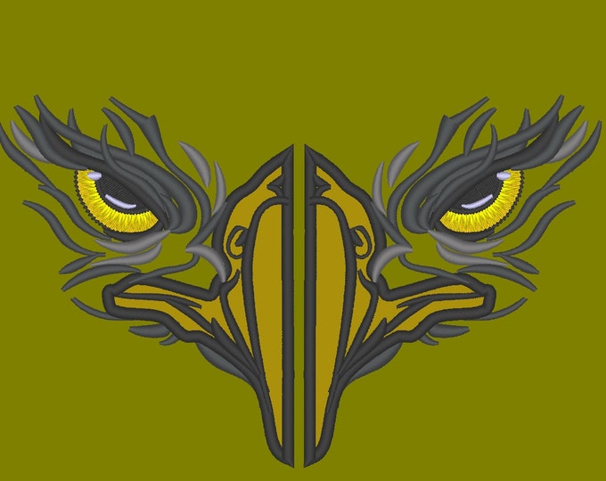 Eagle face applique split for hoodie front embroidery - Machine embroidery applique designs