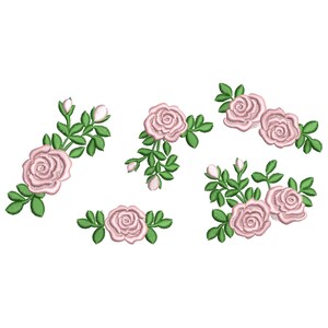 Accent Mini Rose Flower SET of 5 Types Light Stitch Machine Embroidery ...