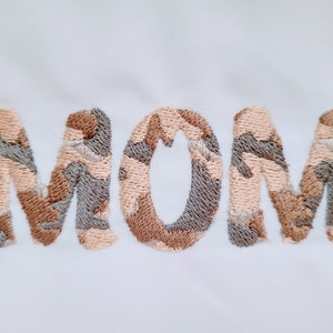 Camo Camouflage Font Alphabet machine embroidery designs Letters A-Z numbers 0-9 special marks, assorted sizes military army camouflage font