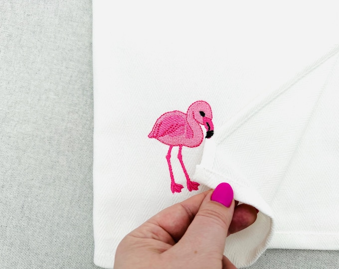 Cute Playing Little Baby Flamingo bird kitchen dish towel animal Thief kids machine embroidery designs ITH project simply in the hoop