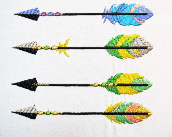 Tribial arrows, single arrow embroidery designs collection, 5 types in multiple sizes - 4, 5, 6 inches