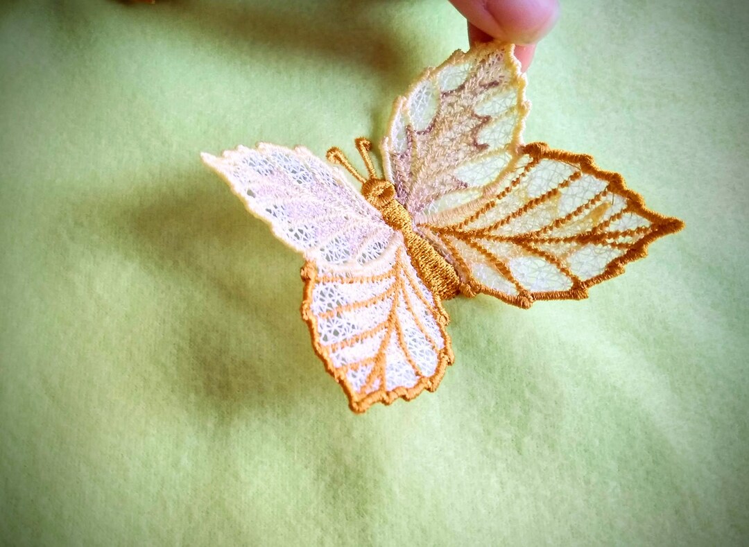 Fall Leaf Butterfly Autumn 3D Dimensional FSL Freestanding Lace Machine ...