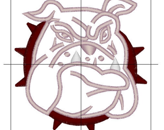 Bulldog - machine embroidery applique and fill stitch design, INSTANT DOWNLOAD - multiple sizes