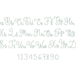 Efecto de puntada a mano FONT letras del alfabeto de puntada trasera y números diseños de bordado a máquina en múltiples tamaños mini fuente de escritura nombre de los niños, BX