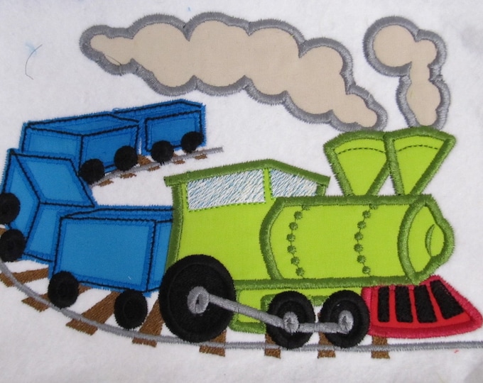 Birthday steam train - machine embroidery applique and fill stitch designs INSTANT DOWNLOAD