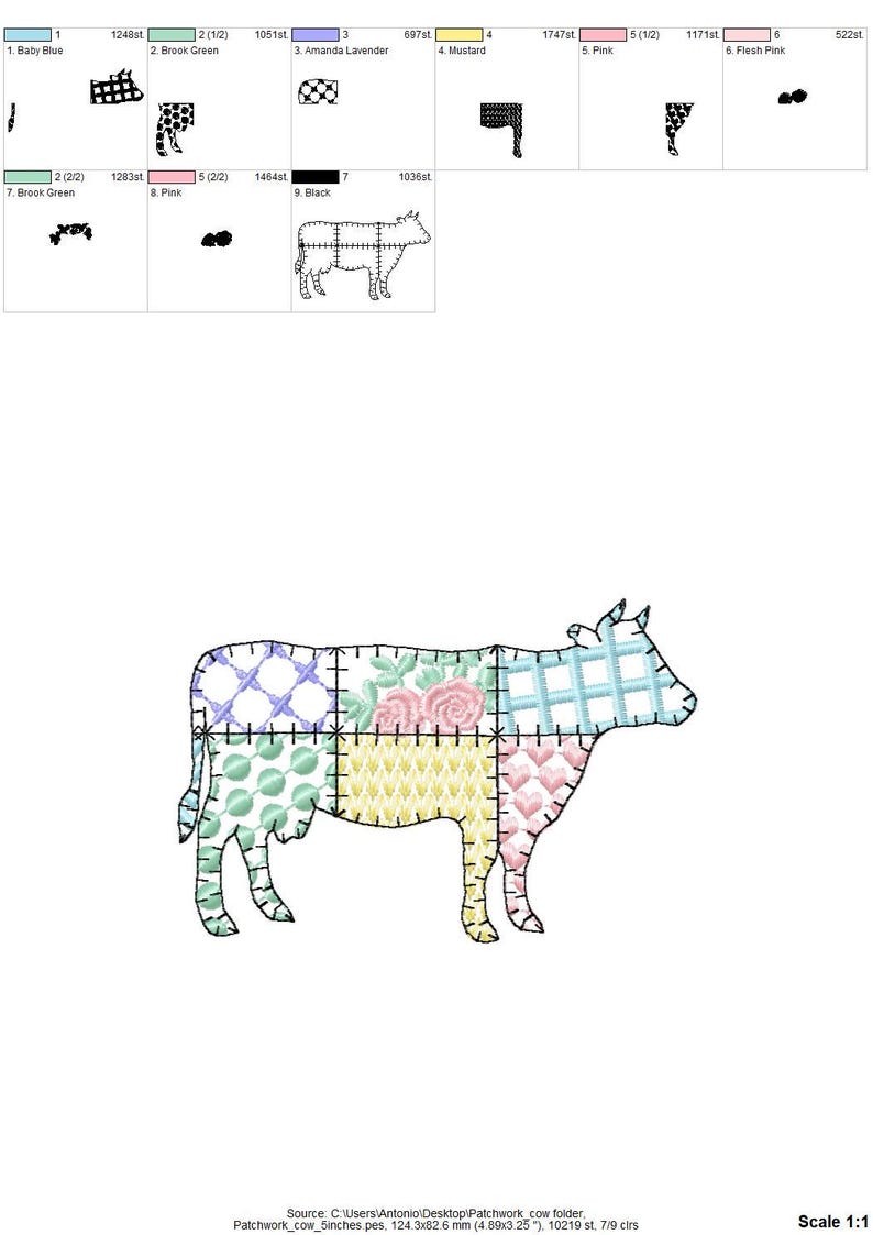 Patchwork Cow Patterned Farm Animal Cow Machine Embroidery Designs ...