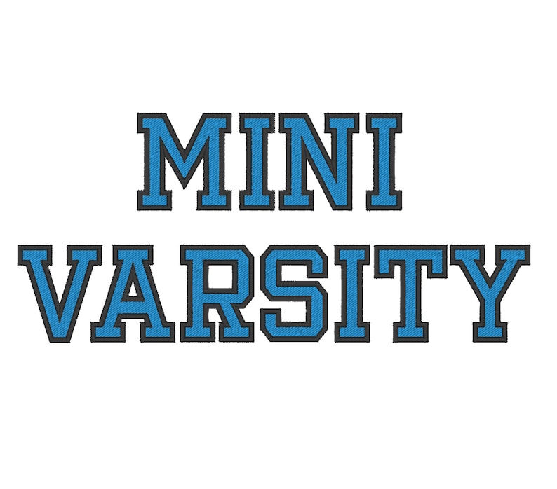 Mini Varsity Collegiate type Font machine embroidery designs - capital letters and numbers 2 colors fill stitch and outline alphabet by Artapli embroidery format BX PES HUS JEF EXP DST VIP VP3 XXX instant download