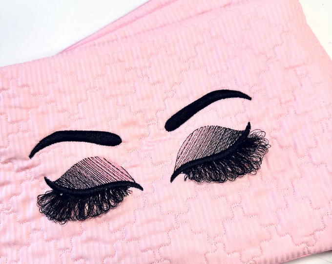 Ombre shadows Fluffy Eyes Fringed Flare Lashes Doll Eyes Eyelashes Machine Embroidery Designs for hoop 4x4  5x7 Doll making or Cosmetic bag
