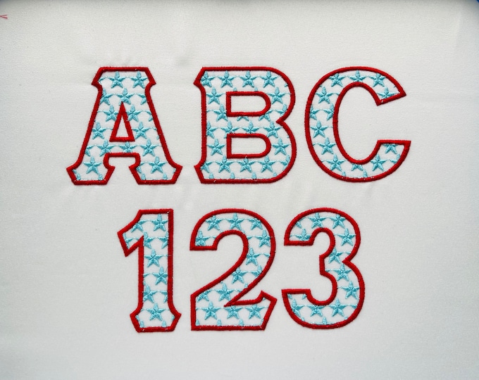 Starry Font 2 Color Monogram Star Pattern Font alphabet uppercase and numbers machine embroidery designs in assorted sizes BX included