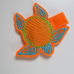 Turtle Snap Tab key fob, feltie, may use for circle monogram, mini machine embroidery design, in the hoop key fob embroidery project seaside