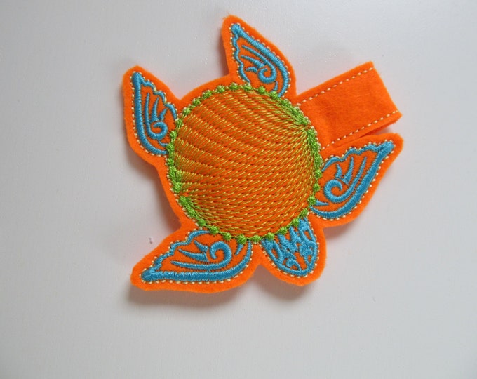 Turtle Snap Tab key fob, feltie, may use for circle monogram, mini machine embroidery design, in the hoop key fob embroidery project seaside
