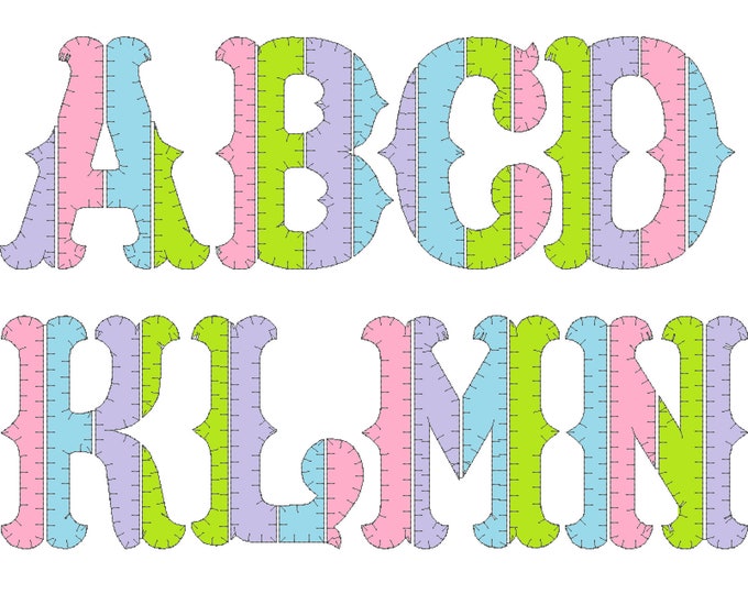 Cute Patchwork rag edges applique alphabet and numbers -  machine embroidery applique designs - 4x4, 5x7, 6x10  BX font and other formats