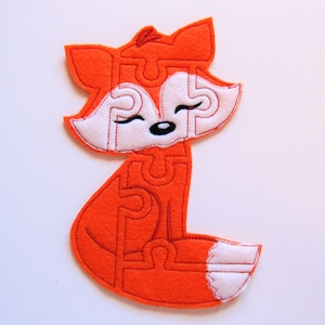 Fox Puzzle ITH in the hoop - game - machine embroidery applique designs -  4x4, 5x7 INSTANT DOWNLOAD