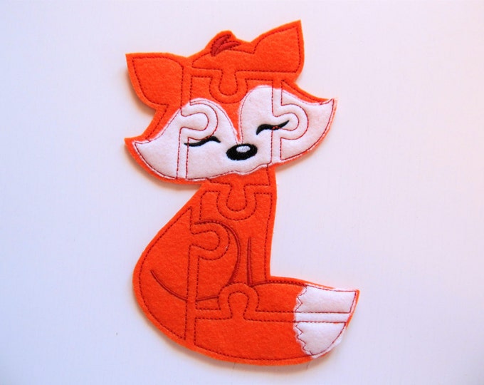 Fox Puzzle ITH in the hoop - game - machine embroidery applique designs -  4x4, 5x7 INSTANT DOWNLOAD