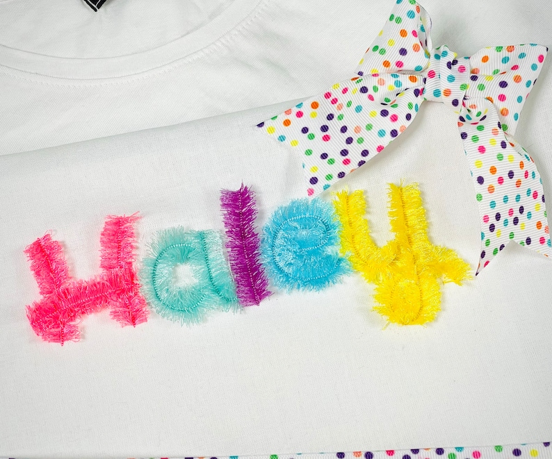 Fluffy fringed FONT machine embroidery designs in assorted sizes, girly pretty fluffy alphabet letters kids name monogram by Artapli embroidery formats BX PES HUS JEF EXP DST VIP VP3 XXX instant download