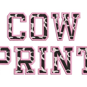 Cow print block Font fill stitch alphabet letters machine embroidery design uppercase and numbers BX include Cow spots monogram name font