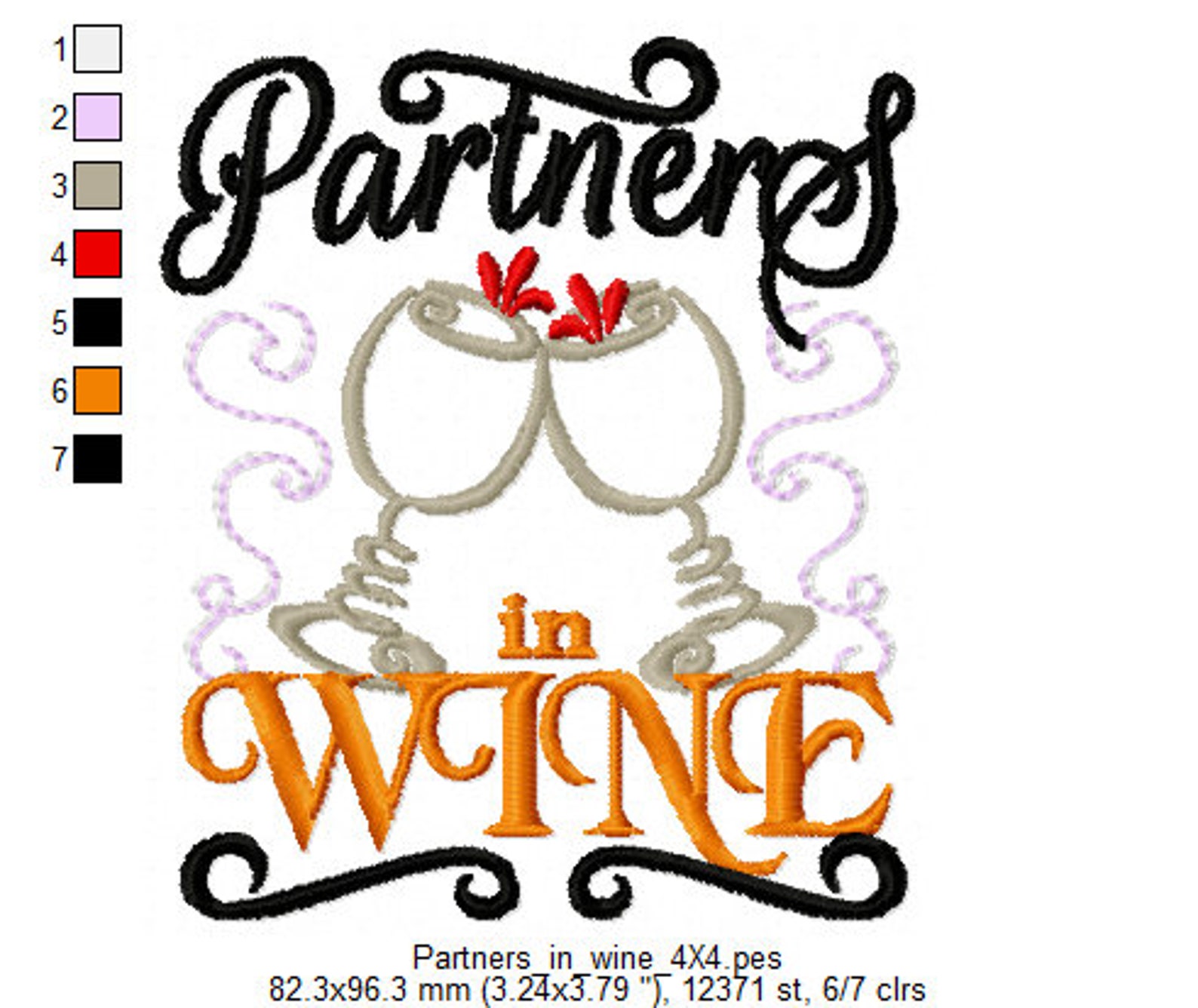 Partners in Wine Machine Embroidery Designs 4x4 and 5x7 Etsy