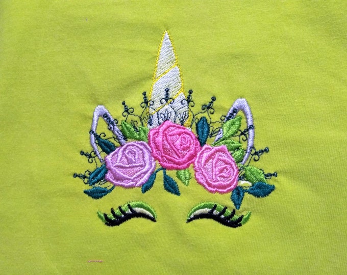 Mehndi mandala Unicorn head with floral crown fill stitch machine embroidery designs unicorn face with snowflakes Unicorn 4x4 5x7