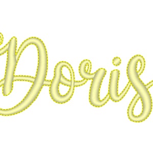 May include: The name "Doris" is written in a yellow cursive font with a dotted outline.