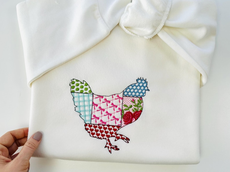 Patchwork Chicken Awesome Patterned Farm Bird Machine Embroidery ...