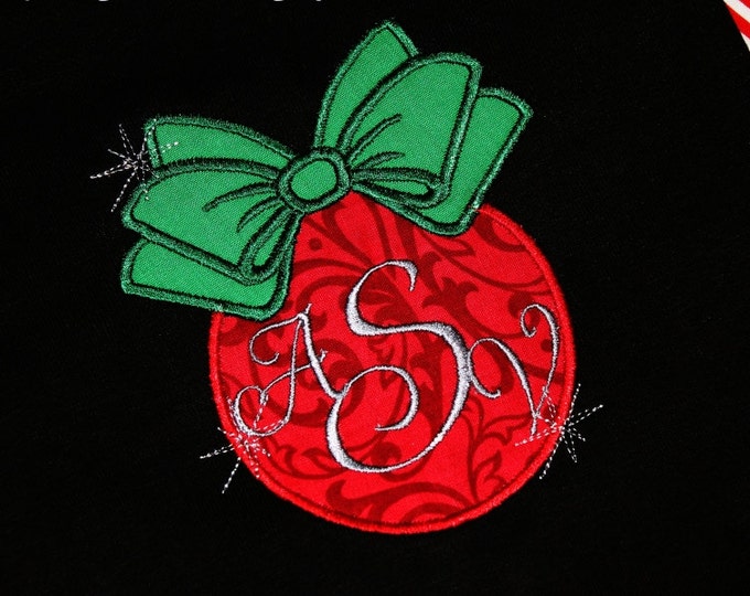Blingy Christmas ball for monogramming - machine embroidery applique design,  INSTANT DOWNLOAD - for hoop 4x4, 5x7 and 6x10