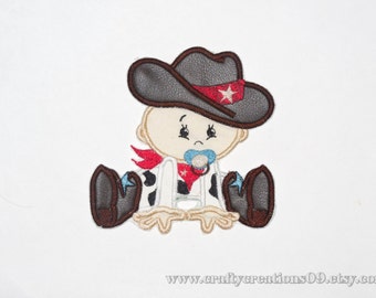 Cowboy rodeo western baby applique machine embroidery designs in assorted sizes, kids baby boy farm cowboy with hat and boots, little cowboy