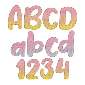 ¡BX incluido! ¡SIN hilo especial! Rainbow Iridescent 2 Color Monogram FONT alfabeto máquina bordado diseños ombre gradiente fuente bordado