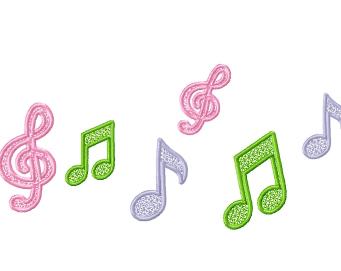 Music Note Lace musical note FSL freestanding lace jewelry pendant ornament machine embroidery designs 3 types assorted sizes for hoop 4x4