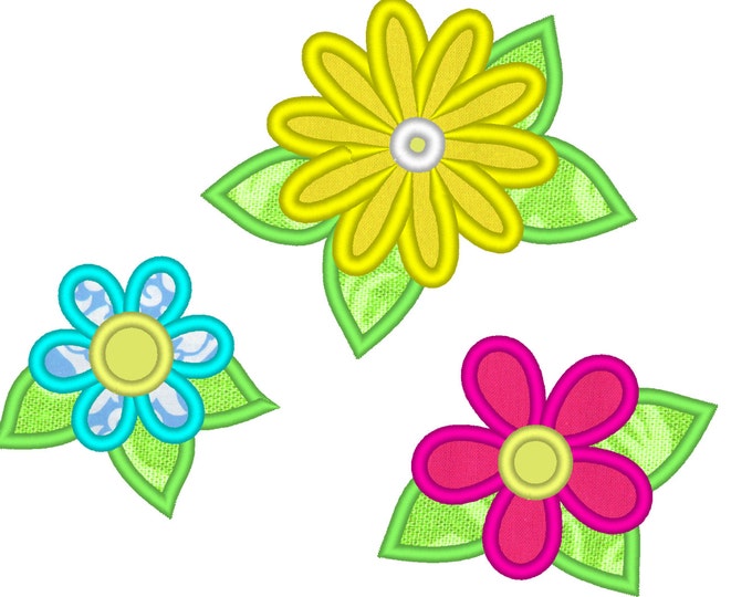 Summer, beautiful flowers applique collection / 3 different types & multiple sizes / flowers applique designs