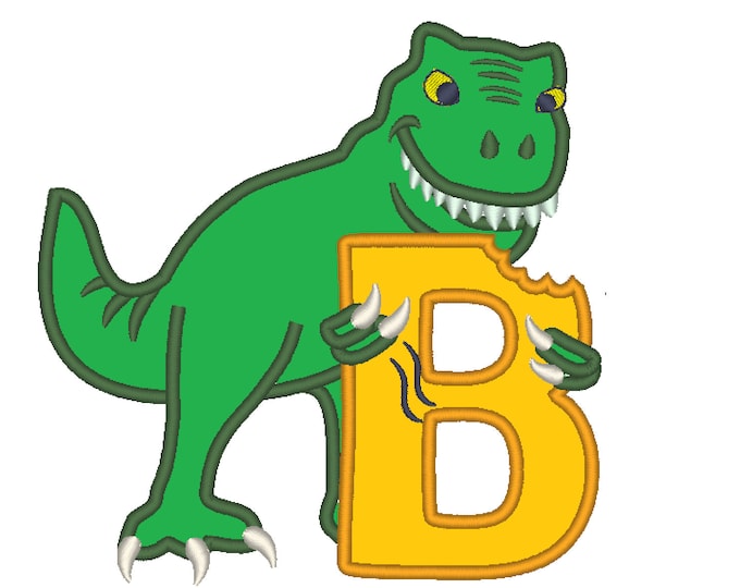 T-rex dinosaur Birthday only one LETTER B machine embroidery Birthday outfit designs - for hoops 4x4, 5x7, 6x10  INSTANT DOWNLOAD